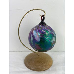 VTG Hand Spun Blown Glass Art Ornament w/ Stand Stateline Myrtlewood